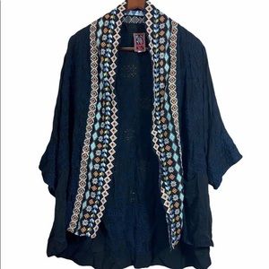 Johnny Was Floral Embroidered Kimono Eyelet